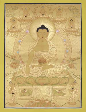 Beautifully Hand-Painted Shakyamuni Buddha In Gold Style | Buddhist Thangka Painting | Zen Buddhism